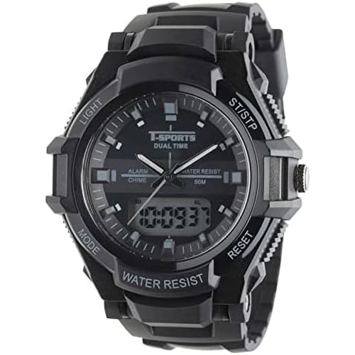 

Klefer Мужские цифро-аналоговые водонепроницаемые часы с секундомером и уретановым ремешком, черные, TS-AD253-BK