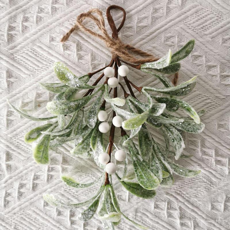 Simulated Mistletoe Branch Christmas Greenery Floral Stems Branches Festive Mistletoe Garland Durable Faux Branches