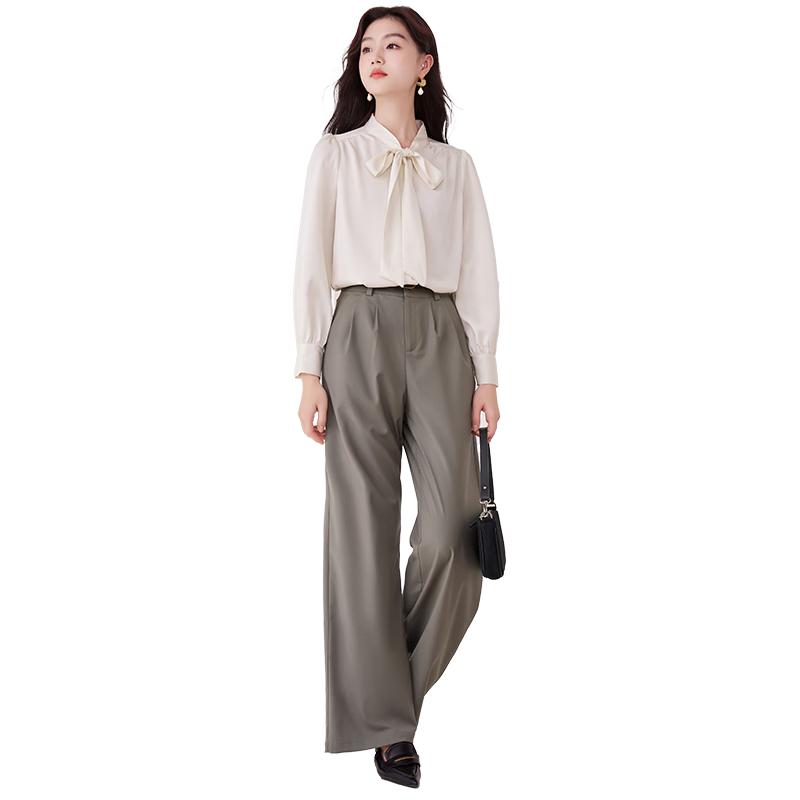 

Xiangying Women s Chiffon Bow-Tie Blouse L