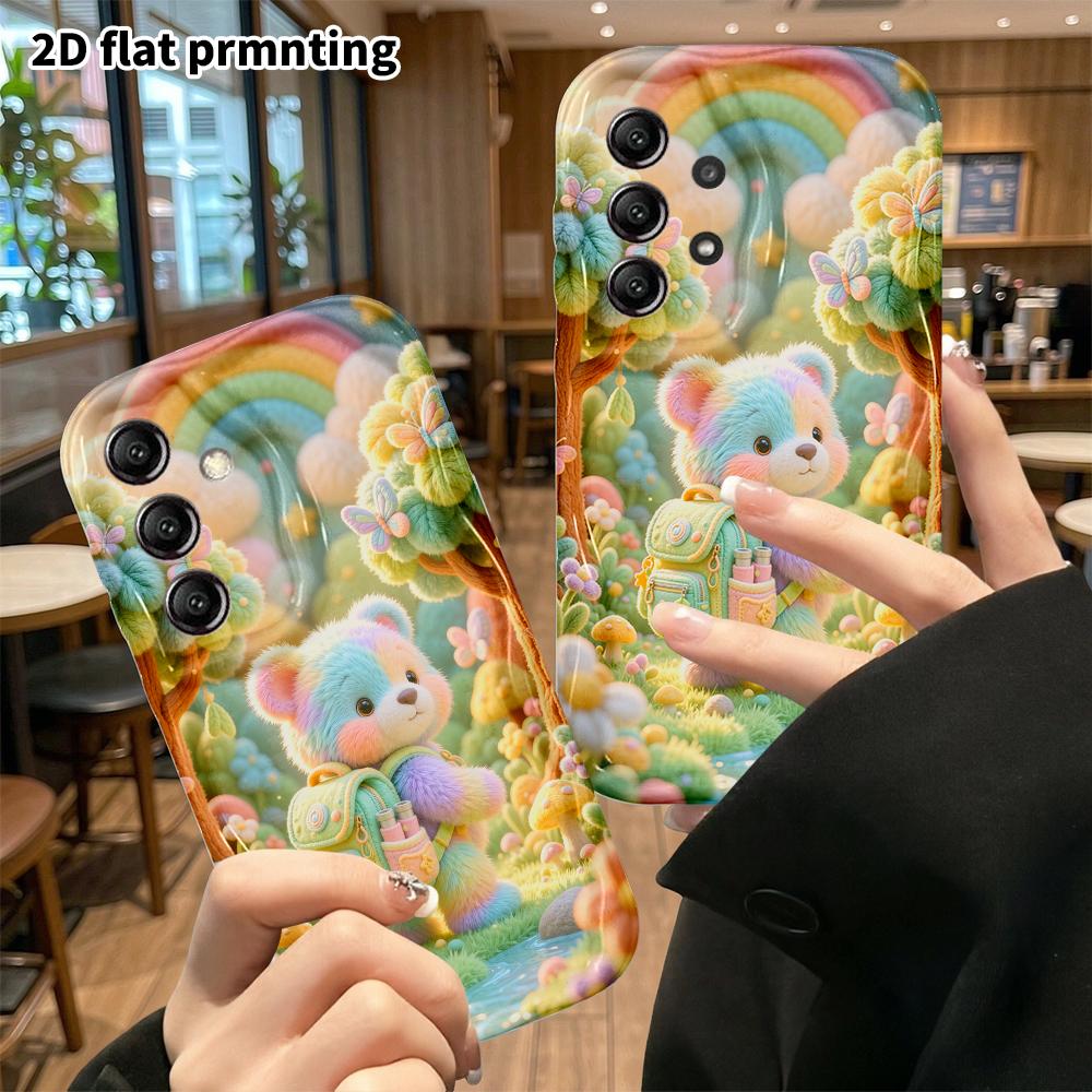 Phone Case: 2D Flat, Fits Samsung Galaxy A34 A35 M05 M06 S20 S22 S21 FE Plus 5G Protective Case, Forest Adventure Little Bear, Perfect Christmas and H