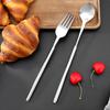 Telescopic Stainless Steel Fork And Spoon Long Handle BBQ Cutlery Portable Utensils for Outdoor Camping