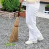 Azuma Industries Meisho Gaien Broom with a Wooden Handle, a Thick and Flexible Broom Made from Palm Leaf Veins, Ideal for Sweeping Leaves from Lawns a