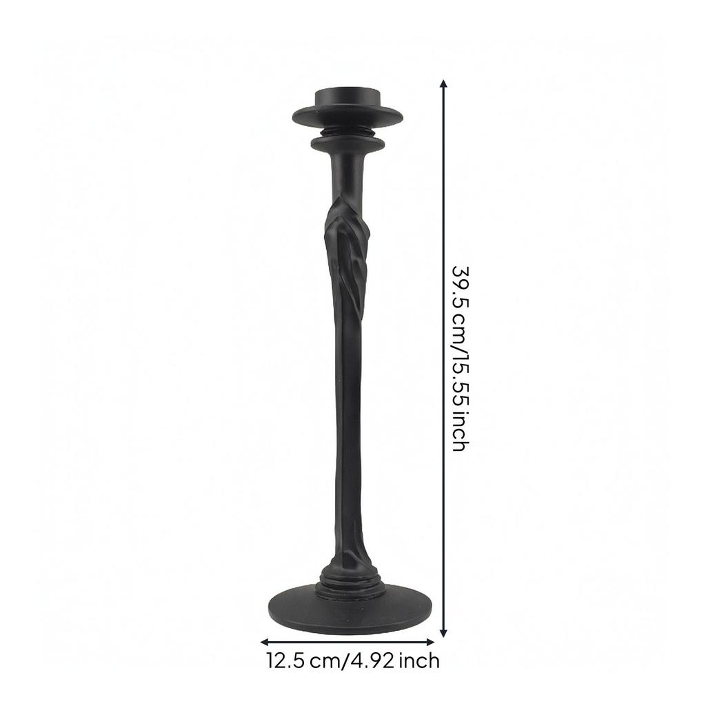 Black Pedestal Candle Holder with Round Base Sturdy for Entryway
