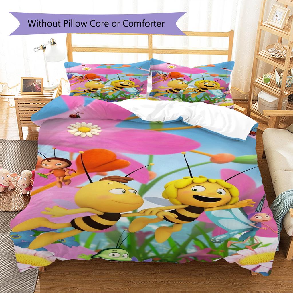 Set Biancheria da Letto con Fantasia Maya l'Ape Copripiumino Federa Decorazione per la Casa Regalo (1 * copripiumino + 2 * federa, senza nucleo)