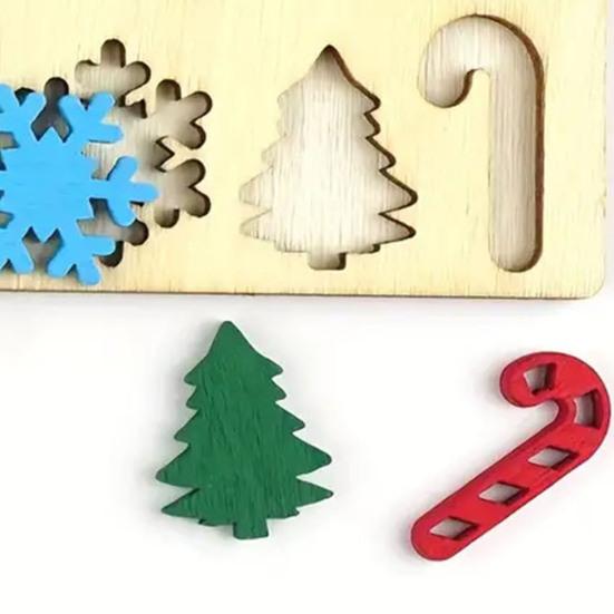 Yousheng Christmas Hide And Seek Game Rustic Wooden Hide Seek Board Decoration Family Game Holiday Party Candy Cane Tree Snowflake Puzzle Ornament