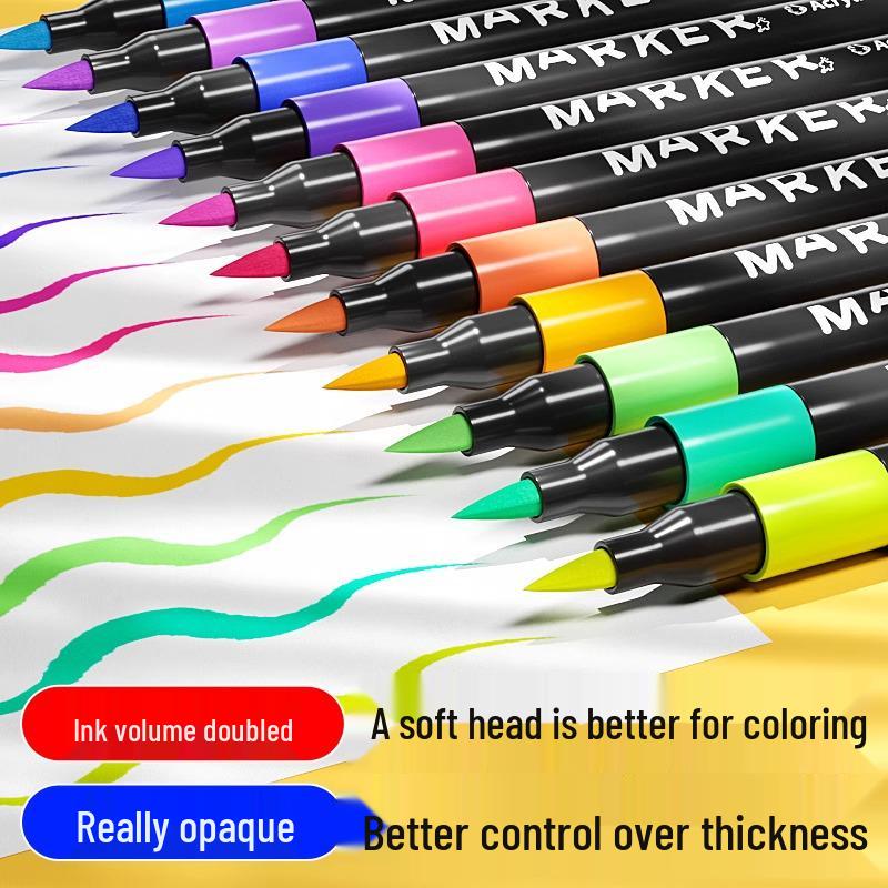 Set of 24 Stackable Quick-Drying Acrylic Markers with Soft Tips - Assorted Colors for Art and Coloring.