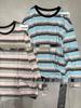 Xiao Wang's Spring/Summer 2023 Korean Style Plus Size Color Block Striped Long Sleeve T-shirt