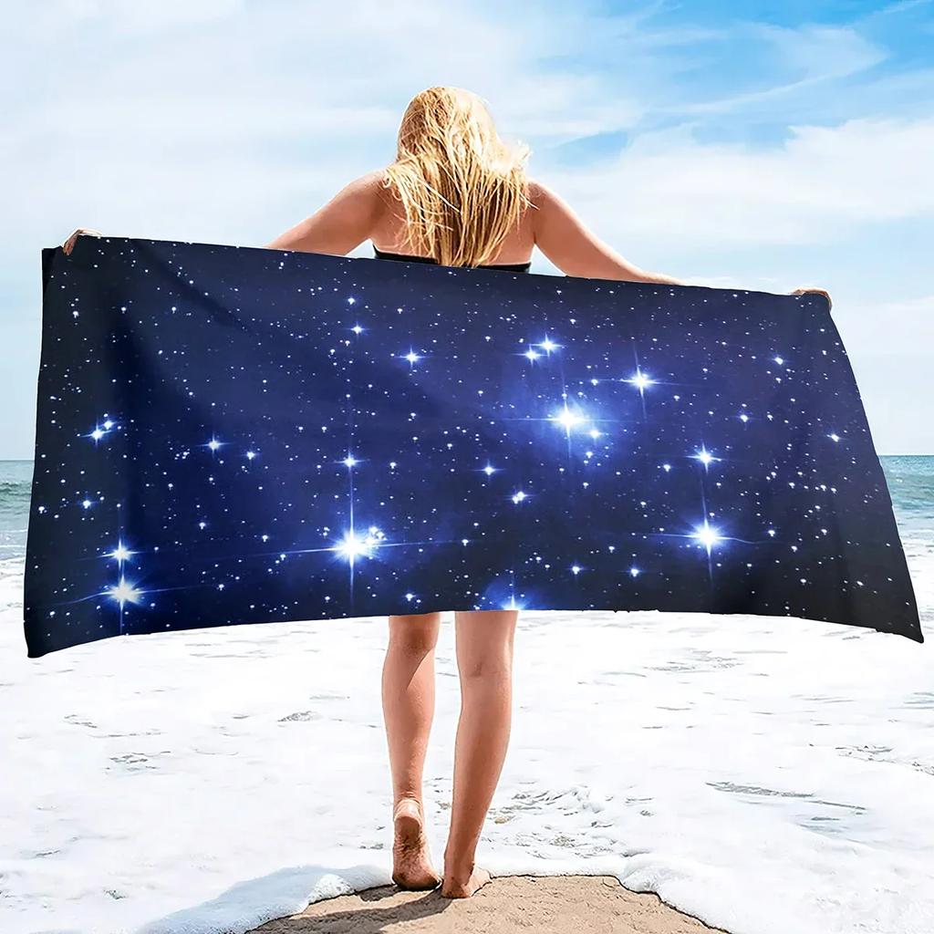 Sternenhimmel Strandtuch, Mikrofaser Super Saugfähiges Strandtuch, Weiches und Bequemes Badezimmerhandtuch Sandfreies Strandtuch