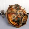 Flaming Tiger Head  Pattern, Automatic Folding Umbrella, Portable and Foldable Design, 8 Ribs, a Christmas or Birthday Gift.