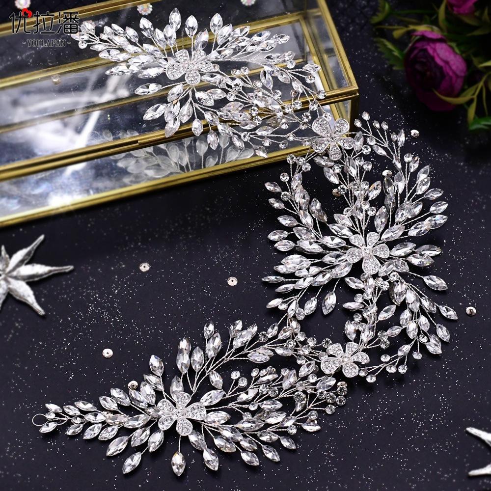 LY-HP0093 Lily s Bride Bridal Headband with Rhinestones and Alloy Material Flower Wedding Hair Accessory Handmade Hairpiece серебряный