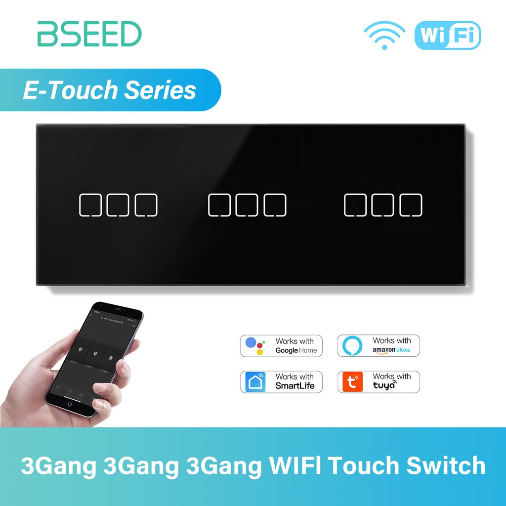 BSEED 1/2/3/4Gang WIFI Touch Switch Glass Smart Wall Light Switch Touch Screen Backlight Control Aleax Smart Life App E Series