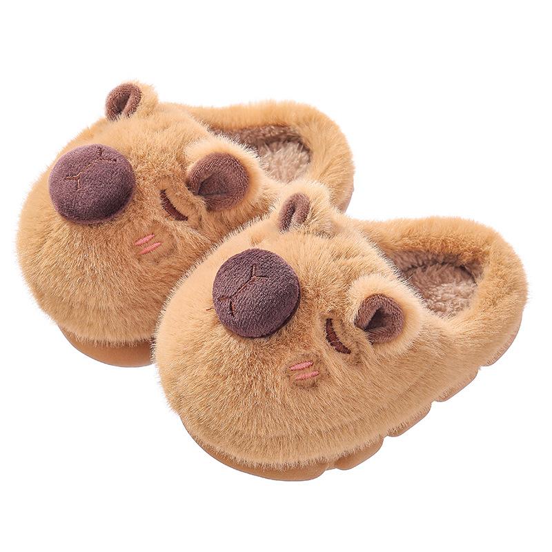 Capybara children's cotton slippers, soft and comfortable, boys' winter cartoon cute non-slip indoor soft-soled baby slippers