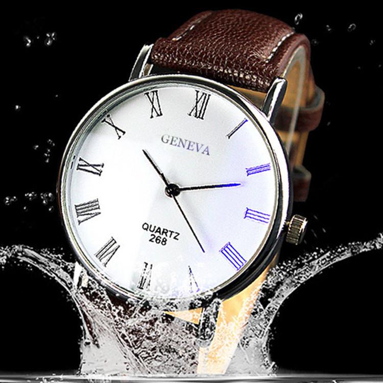 Men's Leather Belt Watch with Roman Numeral Dial – Stylish Business Quartz