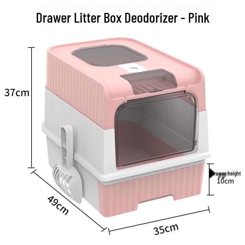Extrem große, geschlossene Katzentoilette mit Schublade, Spritzschutz, Geruchsneutralisierung und UV-Sterilisation