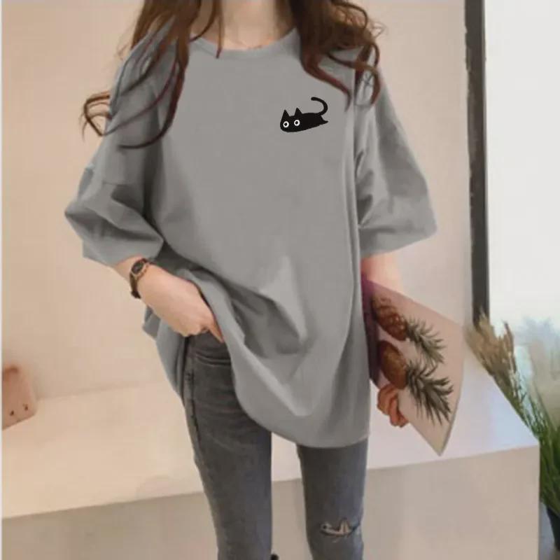 Women's Trendy Loose Round Neck Printed T-Shirt - Summer Lazy Style