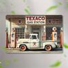 Vintage Texaco Gas Station Iron Wall Sign with Classic Truck Design  Rustic Metal Art for Home Garage Bar Cafe Office Deco