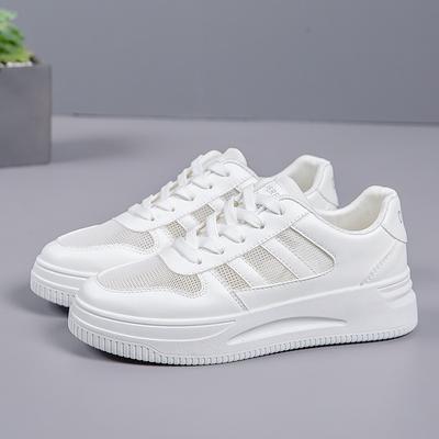 Chaussures blanches tendance pour femmes, chaussures décontractées respirantes pour étudiantes, baskets pour femmes, chaussures en maille de style coréen pour femmes pour le printemps et l'automne