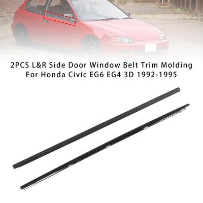2PCS Moldura de Cinturón de Ventana de Puerta Lateral L&R Para Honda Civic EG6 EG4 3D 1992-1995