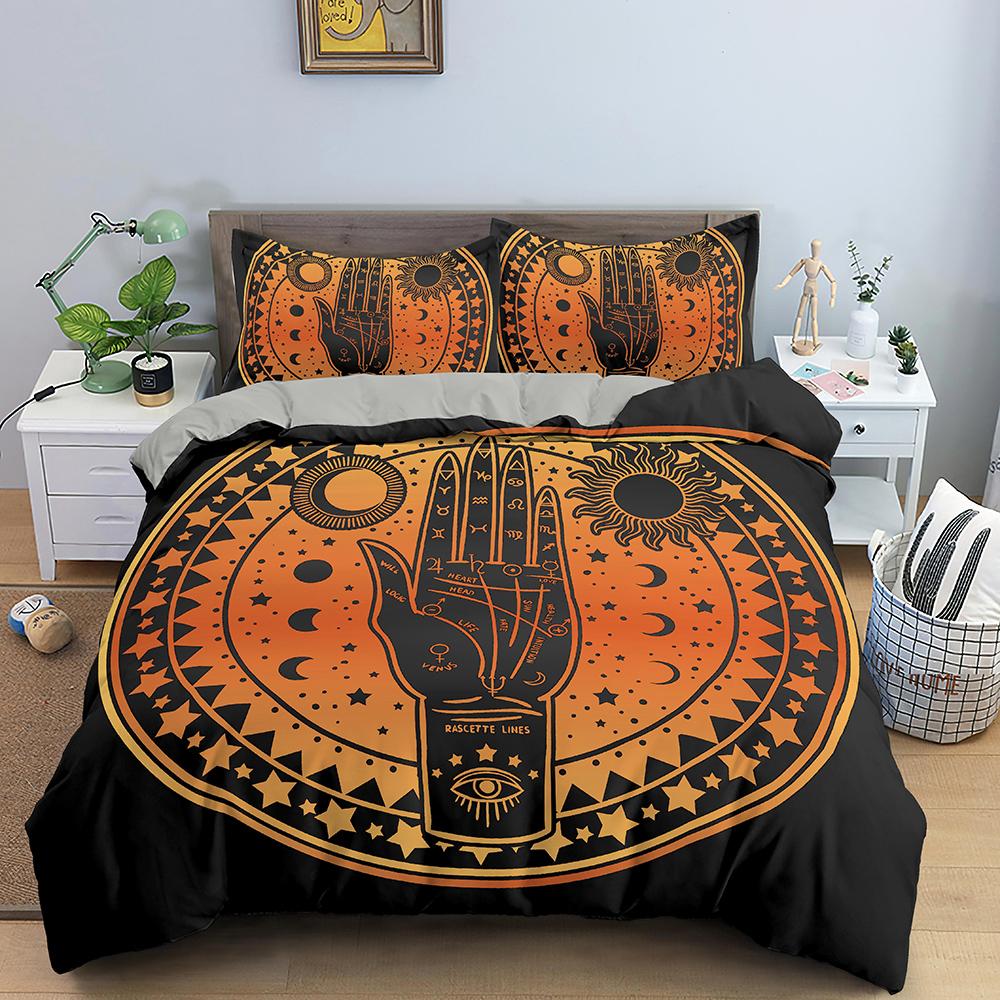 Divination Theme Duvet Cover Set Polyester Bedding Set Moon Sun Constellation Pattern King Queen Twin Size For Boys Girls Teens