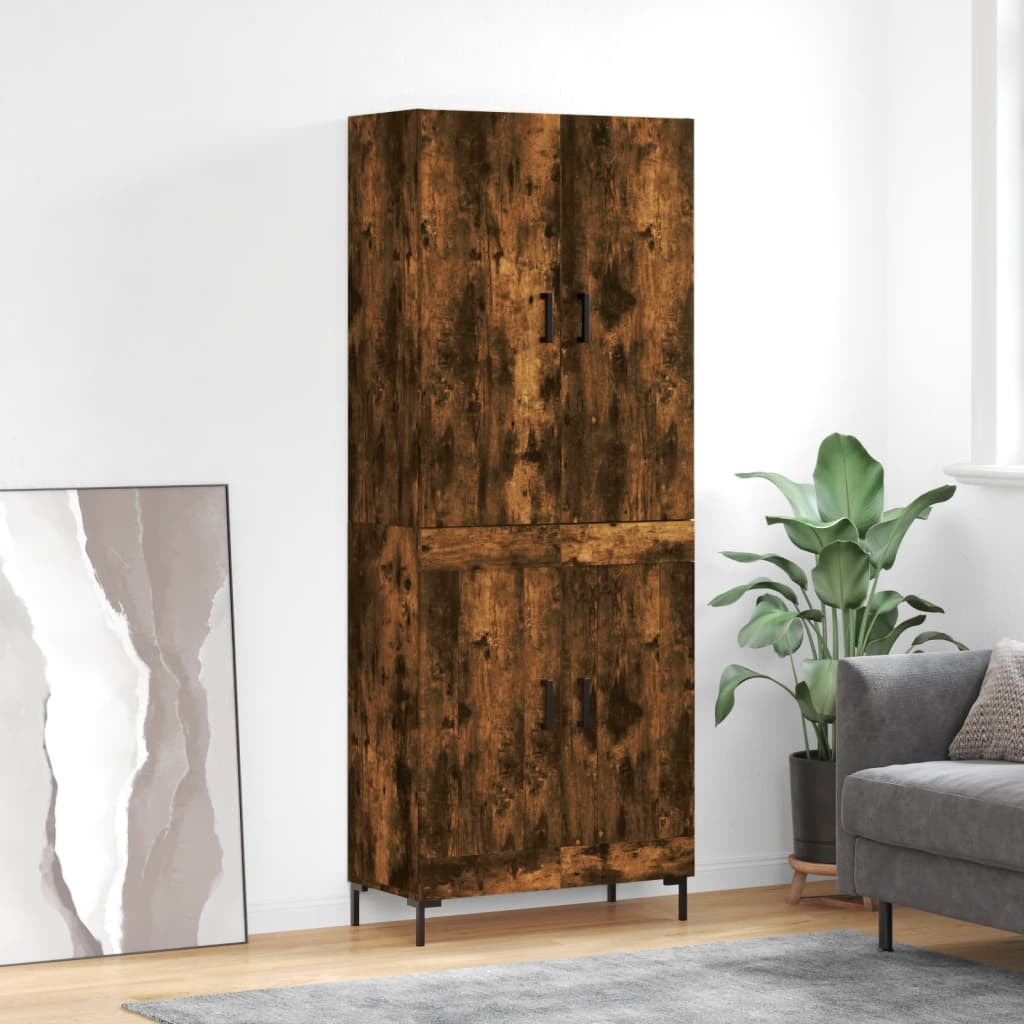 Highboard In Smoked Oak Finish 69.5 X 34 X 180 Cm Particleboard