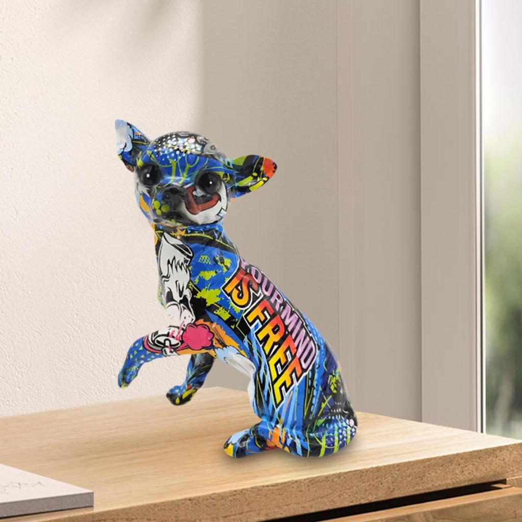 Animal Figurine Chihuahua Pup Ornament Decor Souvenirs Gifts Desktop Graffiti Dog Sculpture