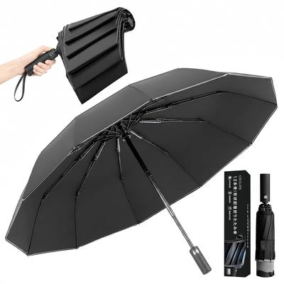 Folding Umbrella 12 Ribs One-touch Automatic Open Close Mens Large Size