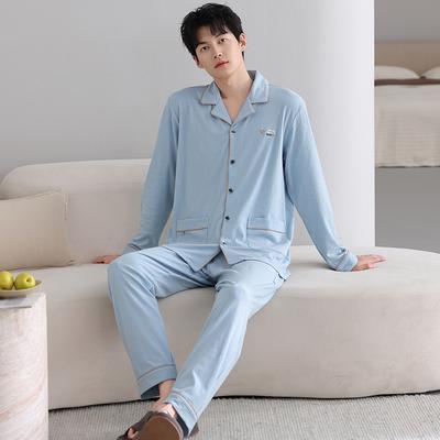 Reine Baumwolle Schlafanzug Herren Hausanzug Frühling und Herbst Anzug Cardigan Langarm Hose Kann Draußen Getragen Werden Frühling und Herbst Styles