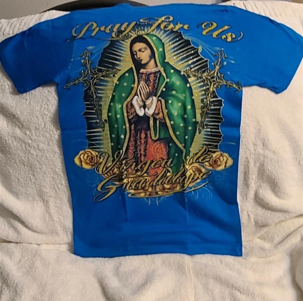 

VIRGEN DE GUADALUPE PRAY FOR US RELIGIOUS BLUE T-shirt L