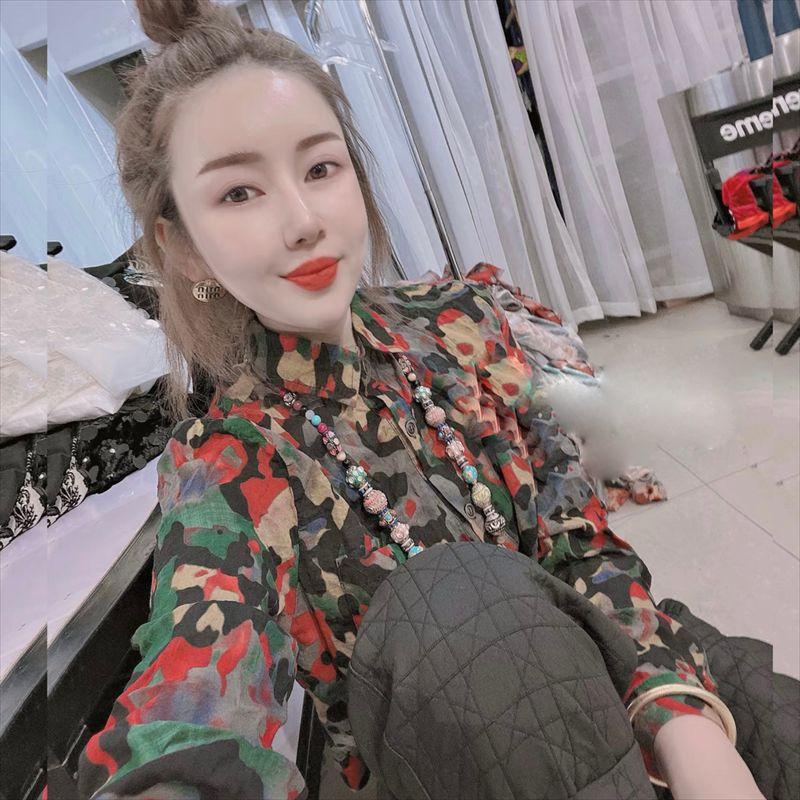 

K-style Fashion Spring Cotton and Linen Casual Shirt Loose Long Sleeves Easiest for Match Thin Bottoming Shirt Fashionable Floral Tops Colorful Style One size
