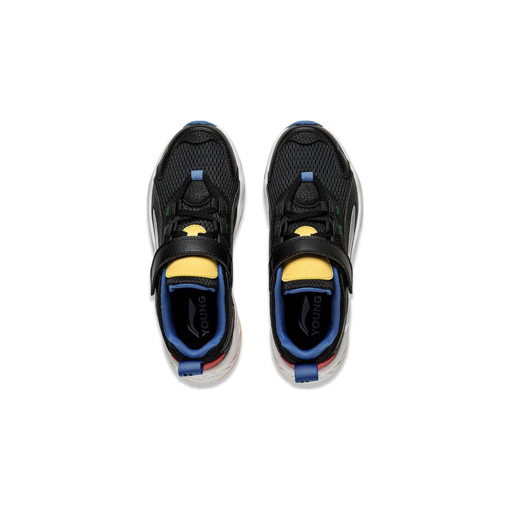 Li Ning Kids Versatile Non-Slip Shock Absorbing Casual Shoes Kids Shoes Black White YKCU136-3