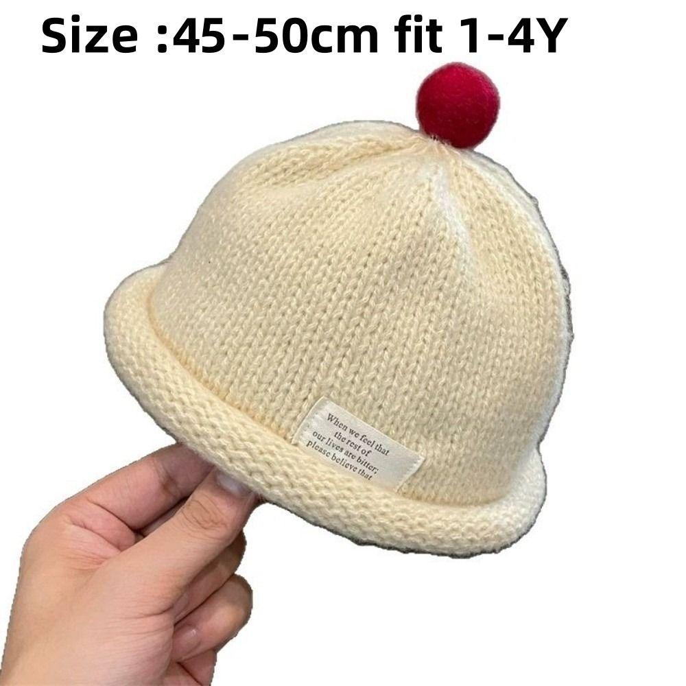 Cute Design Knitted Beanie Solid Color Landlord Hat New Pompom Hat  Kids Boy Girl