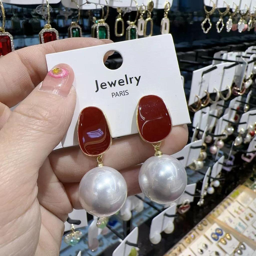 Fashion Simulated Pearl Earrings Personality Metal Geometry Drop Kinds of Exaggerated Drop Earrings Women's Jewelry