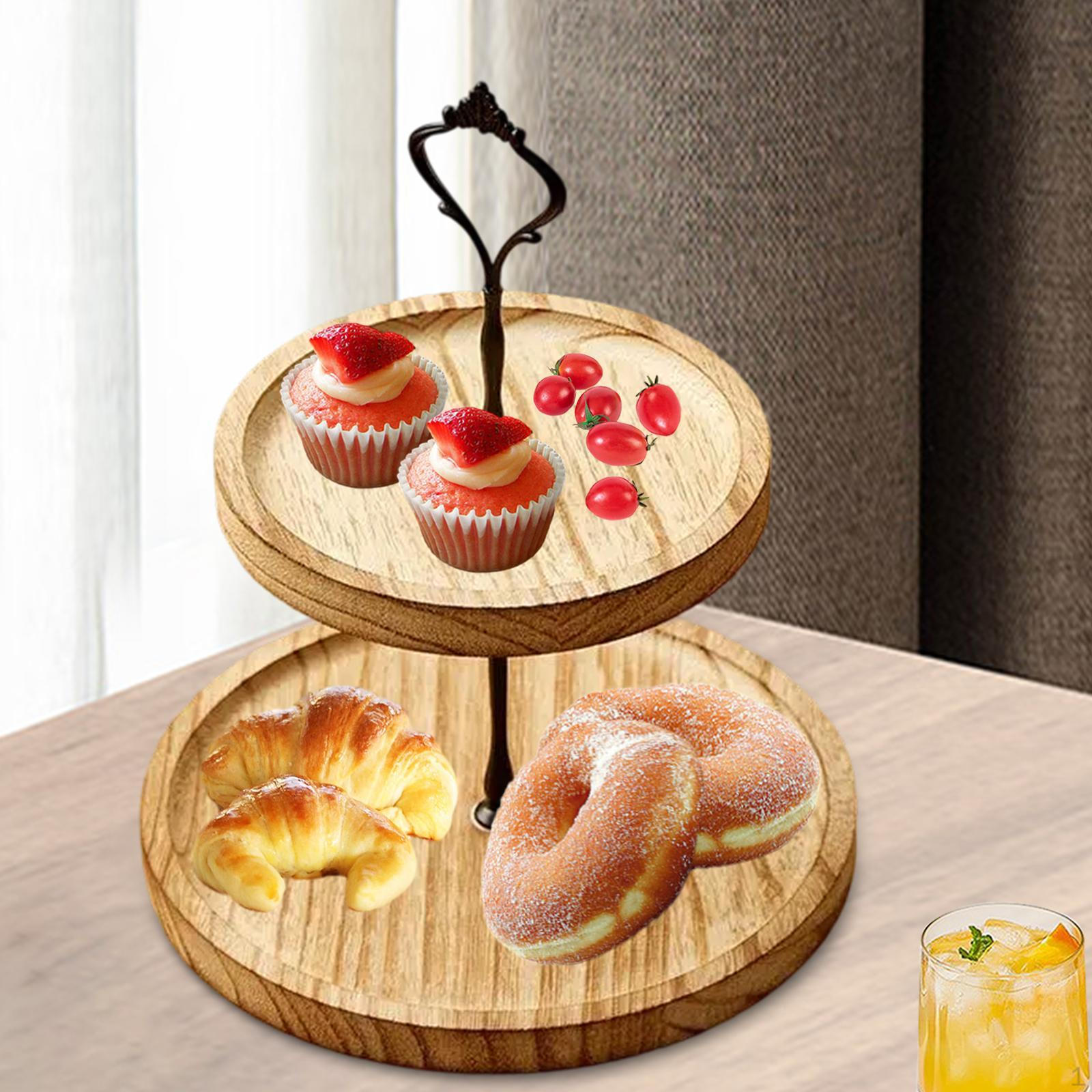 

Подставка для кексов, подставка для печенья, двухъярусная универсальная подставка для фруктов, закусок, десертов на день рождения wood