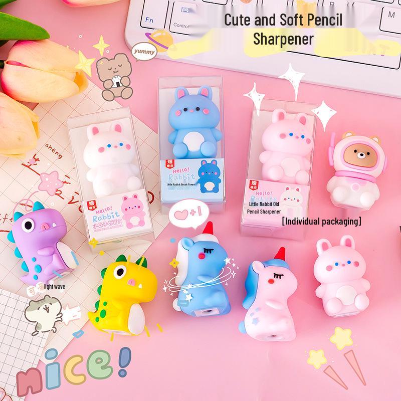 Portable Cute Cartoon Pencil Sharpener with Eraser for Primary Students - Stationery Gift