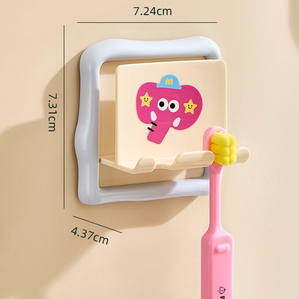 Wall Mounted Toothbrush Hooks Dopamine Punch-free Toothbrush Cup Shelves Cartoon Toothbrush Storage Rack for Household Bathroom