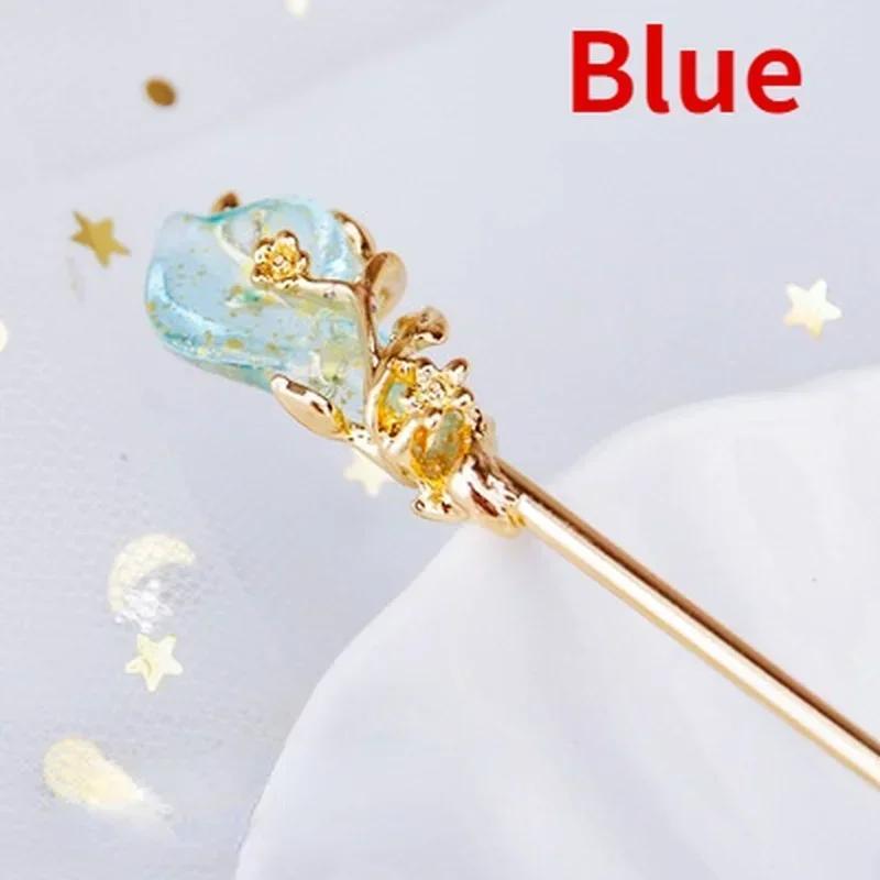 1PC Antique Glass Hairpin Hanfu Ancient Fashion Hair Accessories with Headwear Versatile Simple Style Decorative Accessories