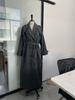 Women's Long Brown Trench Coat with Belt and Epaulettes