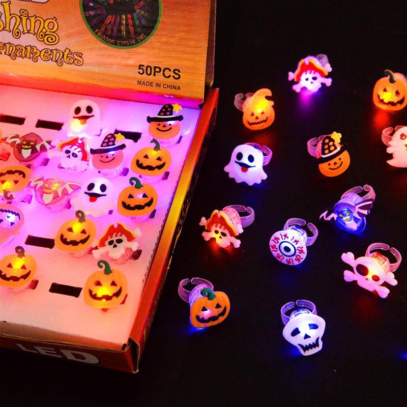 Multi-Item 10/15pcs 3D LED Light-Up Rings, Random Styles, Halloween Christmas Party Favor Packs Gifts