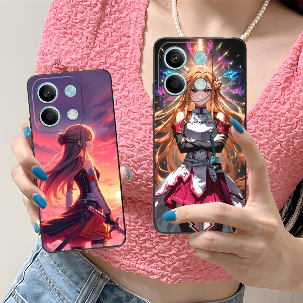 Sword Art Online Asuna Handyhülle für Xiaomi Redmi Note 14 13 12 11 10 9 S A Pro Plus Lite 5G Schwarze Abdeckung Handys Smartphone