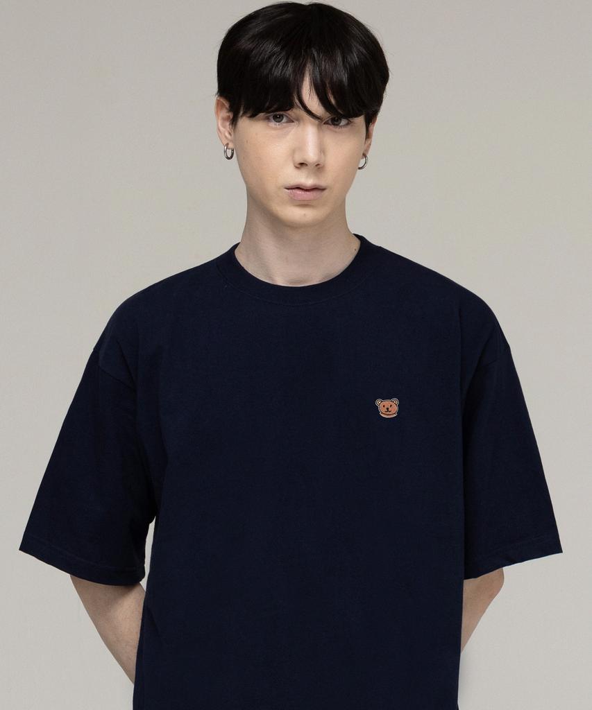 GRAVER [Unisex] Small Bear Face Smile Short Sleeve T-Shirt_Navy
