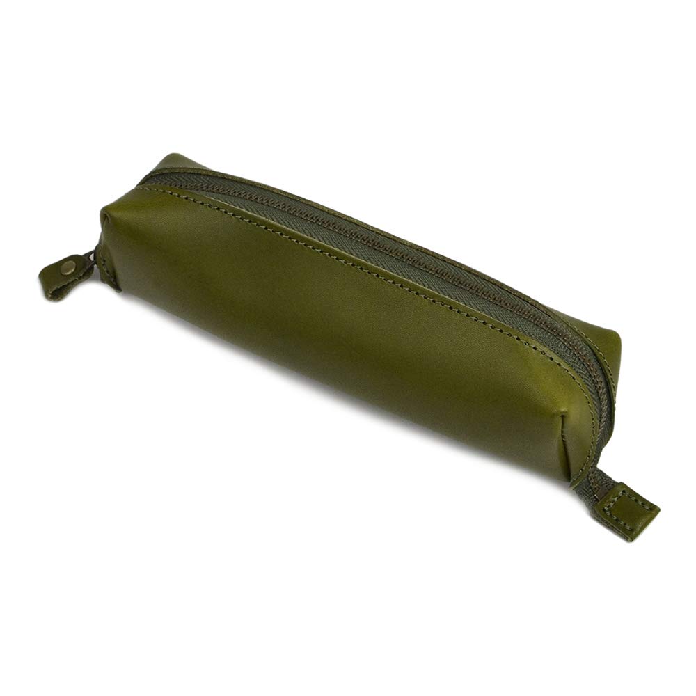 

Кожаный пенал большой вместимости Tochigi Сделано для взрослых и старшеклассников Стильный итальянский кожаный горшок ручной работы, Кожа, Япония, Студенты, оливковый