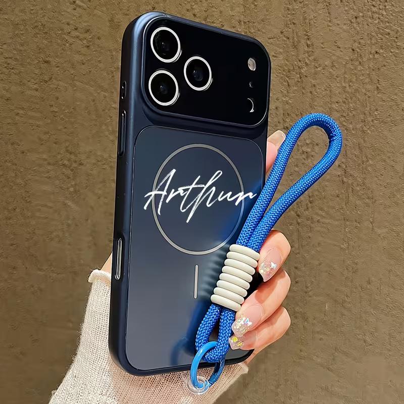 

Personalized Custom Name Fashion PC Phone Case For iPhone 17 16 15 14 13 Pro Max 17 Air Magnetic Attraction Case With Lanyard For iPhone 17 Pro