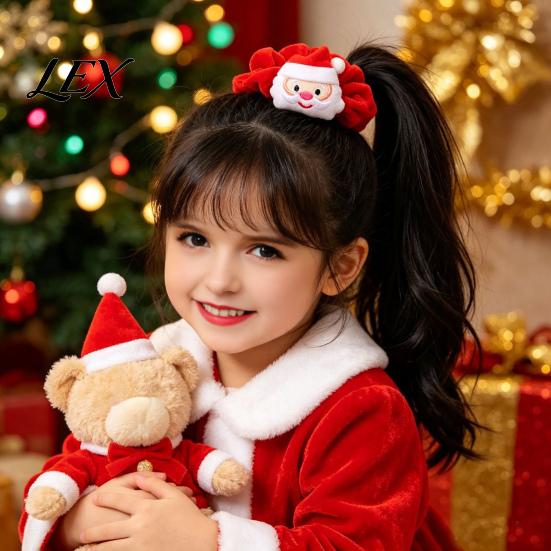 Versatile Hair Accessories for Daily Wear Flannel Christmas Tie Girls, Soft Scrunches with Reindeer/Christmas Tree/Gift/ Santa Scrunchies Party Claus