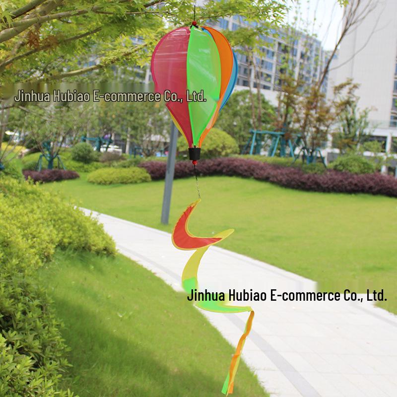Rainbow Hot Air Balloon Wind Spinner: Rotating Seven-Color Garden Pinwheel with Sequins for Outdoor Decoration