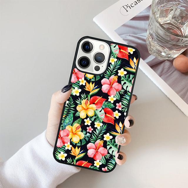 Tropical Paradise Hawaiian Flower Phone Case For iPhone 17 Air 15 16 Cover 14 13 11 12 Pro Max Max Plus Back Cover