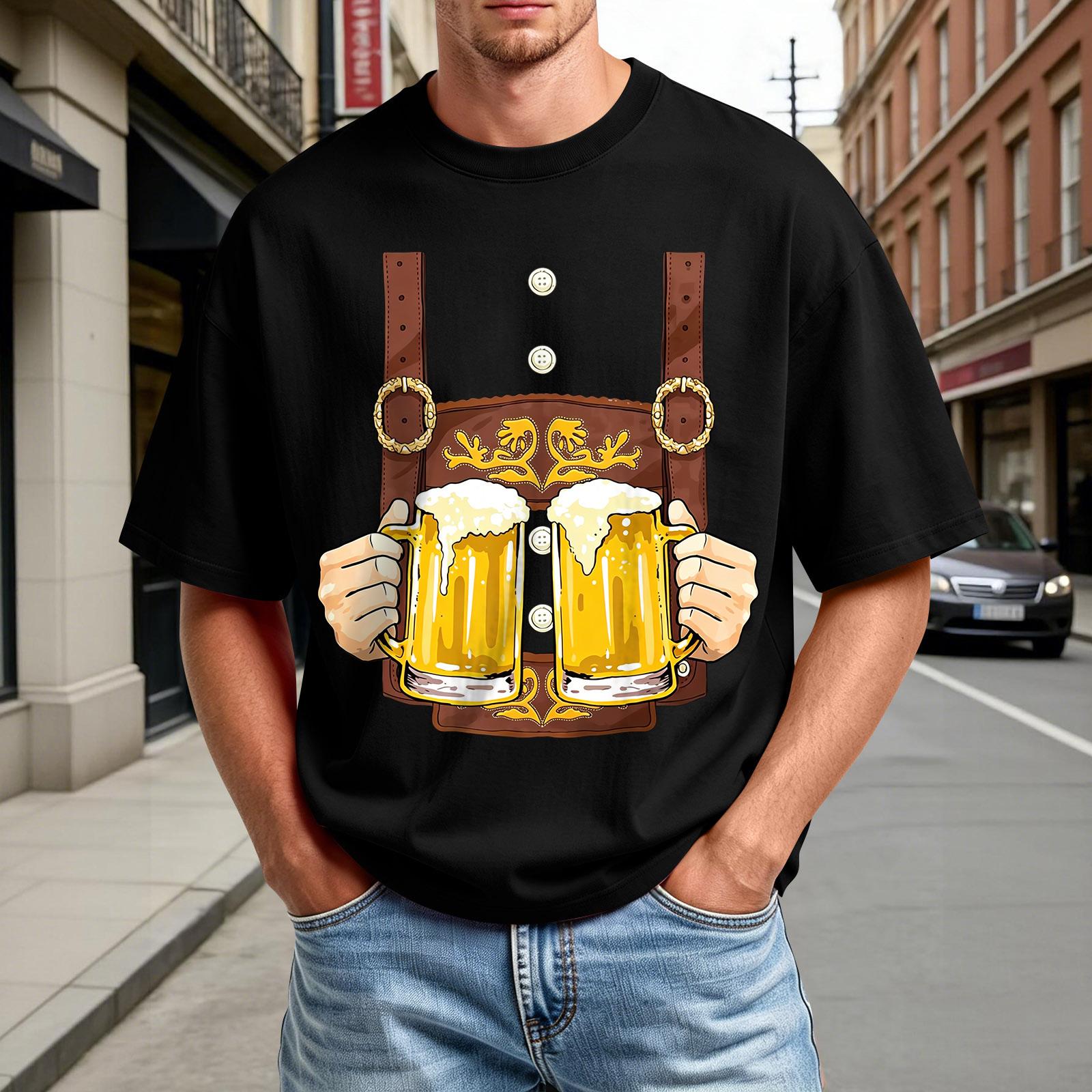 Men s Festival Printed Short Sleeve T-Shirt Round Neck Summer Casual XXL