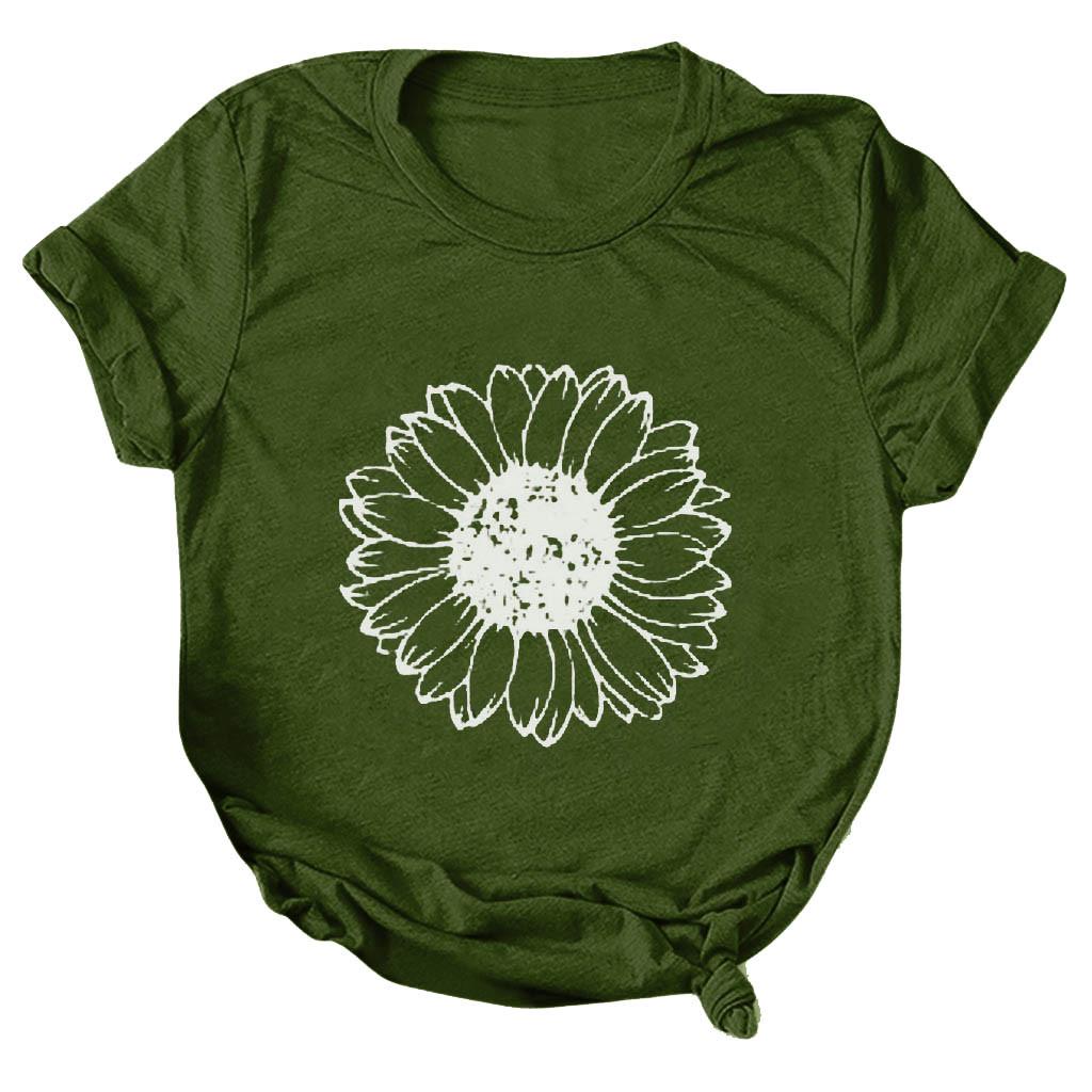 Women Casual Printing Short Sleeves Loose T-Shirt Blouse Tops