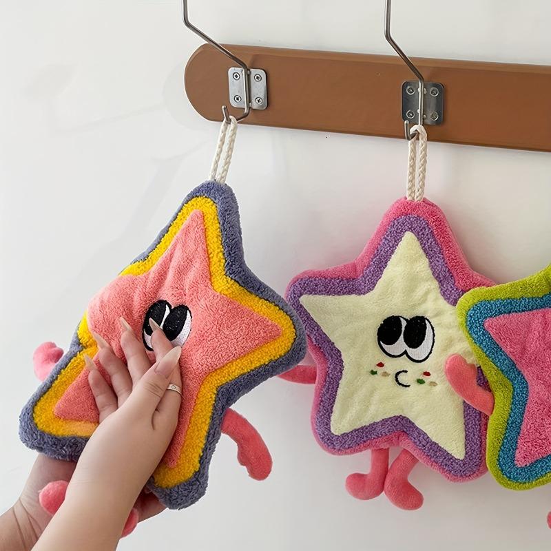 3Pcs Cute Cartoon Star Hand Towels Adorable & Vivid Absorbent Quick Absorbing Hand Drying Towels for Bathroom Kitchen Home Decor