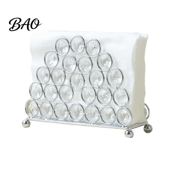Countertop Paper Towel Holder Crystal Napkin Holder, Stable Vertical Storage Stand, with Anti-Slip European Style Feet, Durable Rust-Proof Tissue
