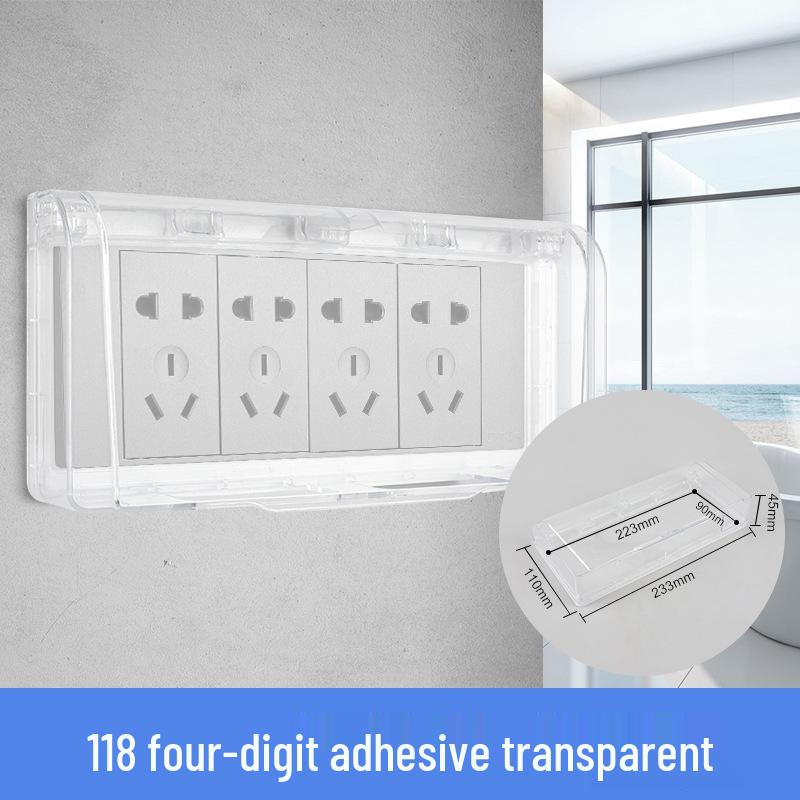 86 Type Transparent Self-Adhesive Waterproof Socket Cover for Bathroom Switches